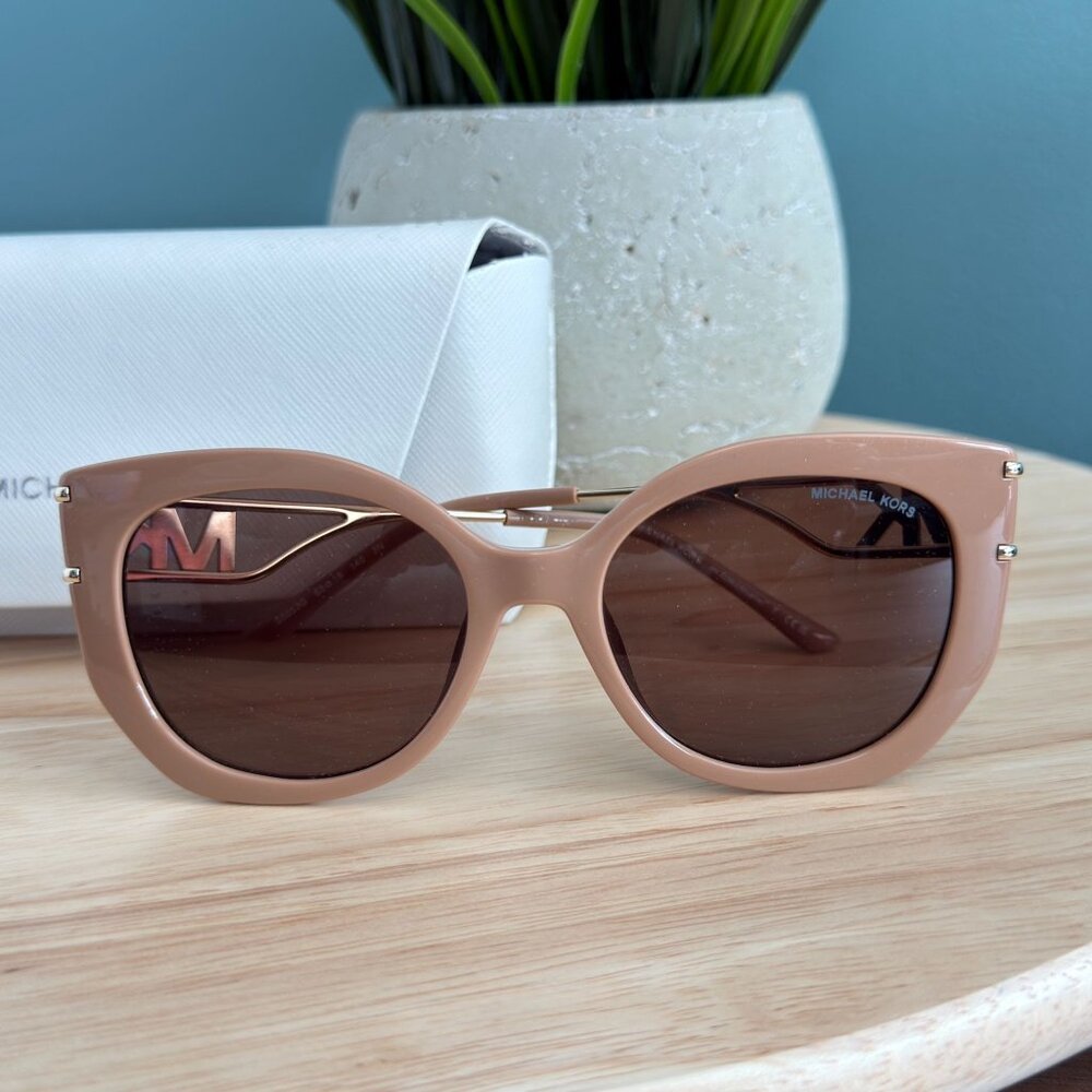 Michael Kors Alicante Sunglasses MK2236U Camel Frame w/ Brown Solid Lens & Case - Picture 12 of 12